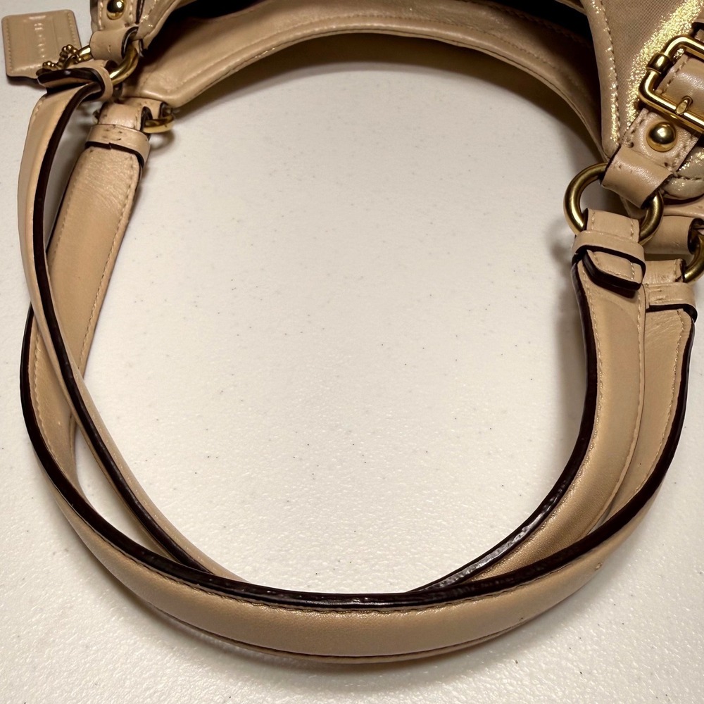 Coach Madison Metallic Leather Maggie Hobo Bag Champagne Gold 19700 Medium - Picture 11 of 16